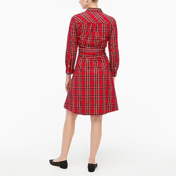🆕️ J CREW Red Tartan Plaid Tie Waist Pin Up Dress - Picture 4 of 9